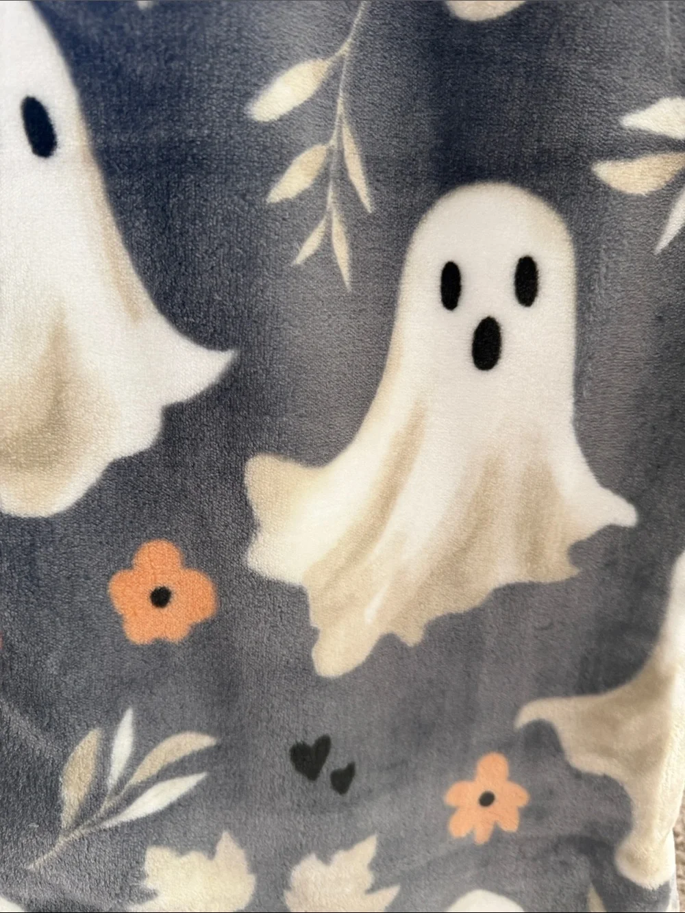 Halloween Ghost Throw Blanket - Gray, White & Orange